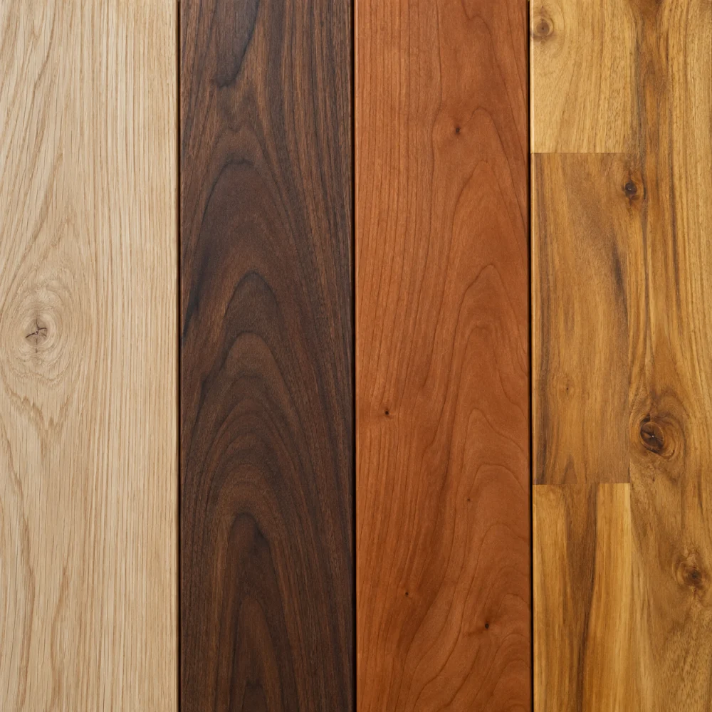 Cận vân gỗ óc chó và gỗ sồi